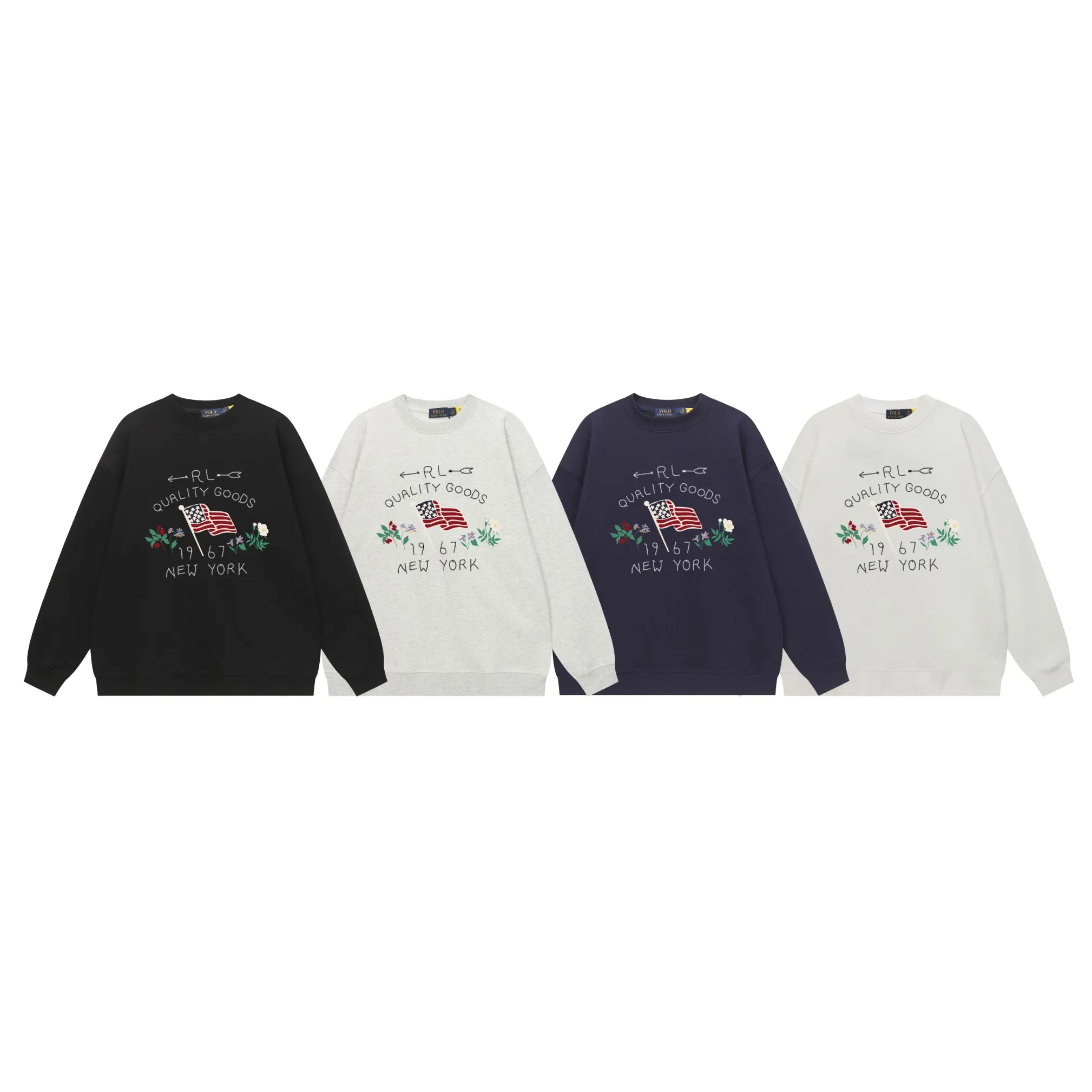 P200 Long-term stock] RalphLauren/Ralph Lauren 2025 autumn and winter new bear letter print 420g heavy large terry sweatshirt Ralph Lauren's age-reducing item, the coat fabric is made of 85% cotton ➕15% polyester, which not only retains the softness, comfort and breathability of cotton, but also adds the wear resistance and wrinkle resistance of polyester fiber, making the clothes more durable and easy to care for. Even in slightly cooler weather, you won't feel stuffy when wearing it. This kind of fabric has a natural crisp feel and is not easy to pill or deform. The bear on the chest is printed with English letters. It is full of color, full of three-dimensionality, and lifelike, adding a bit of liveliness and interest to the whole sweatshirt. There is no pressure to dress, regardless of age or gender. Complete accessories! Color: black, white, navy blue, light floral gray Size: M-L-XL-XXL